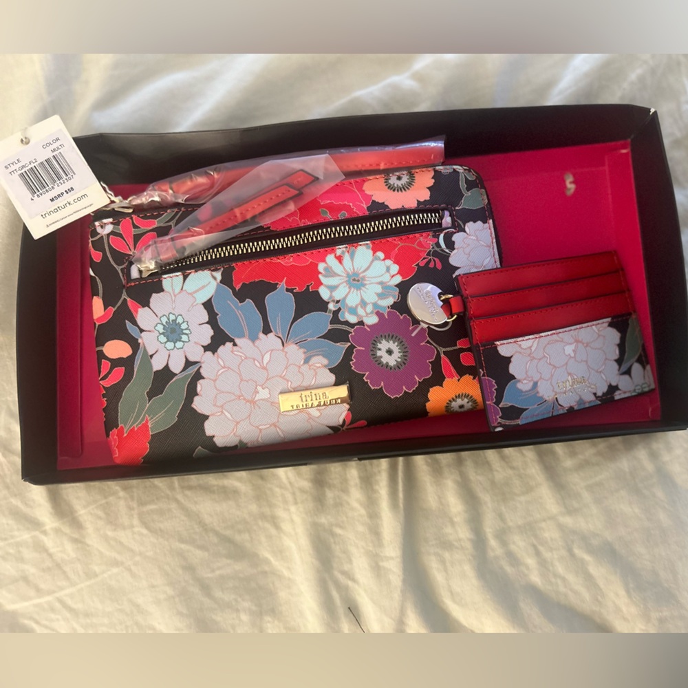 Trina Turk Multicolor Floral Wallet and bonus card holder